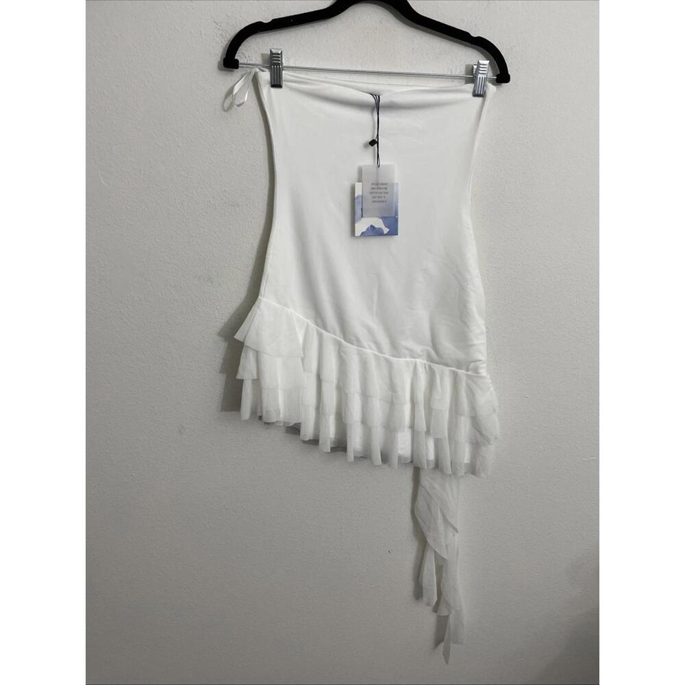 Majorelle Clara Strapless Mini Dress Ruffle Ivory Sz S NWT $188msrp - Picture 9 of 9